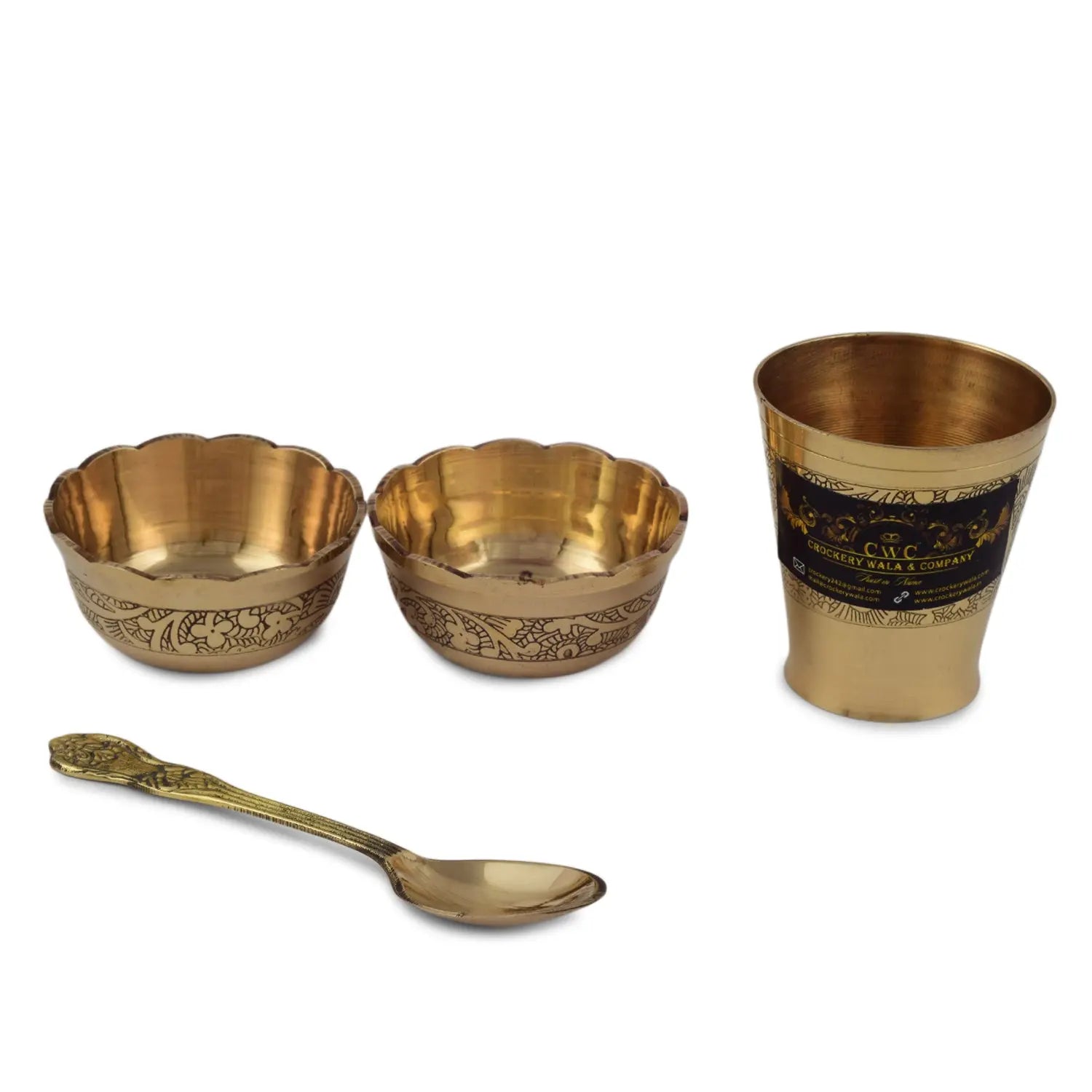 Brass Pooja Thali Set Laddoo Gopal Set Kids Set - CROCKERY WALA AND COMPANY 