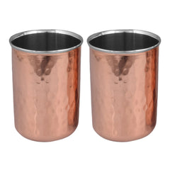 Copper Glass Set of 6 Outer Copper Inner Steel - CROCKERY WALA AND COMPANY 