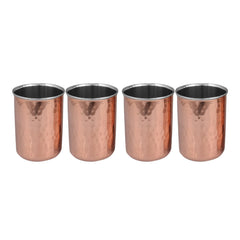 Copper Glass Set of 6 Outer Copper Inner Steel - CROCKERY WALA AND COMPANY 