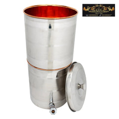 Copper Water Filter With Inner Copper & Outer Steel - CROCKERY WALA AND COMPANY 