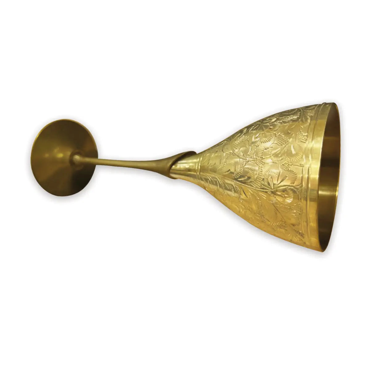 Pure Brass Embossed Goblet Champagne Wine Glass for Parties Drinks - CROCKERY WALA AND COMPANY 