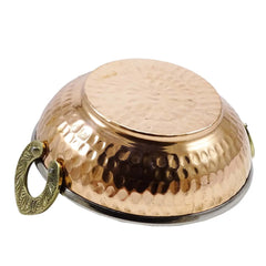 Crockery Wala & Company Steel Copper Kadai Wok Bowl, For Serving Dishes Tableware - CROCKERY WALA AND COMPANY 